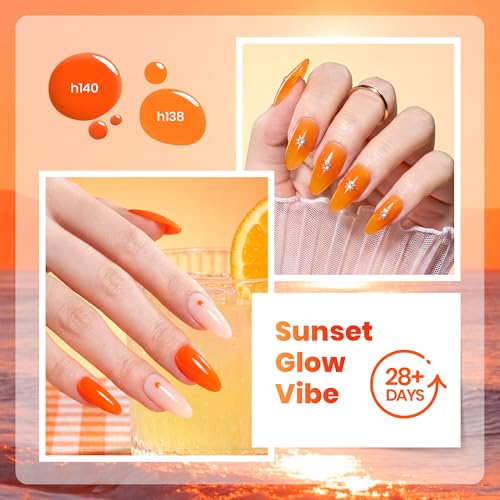 Beetles Orange Gel Polish Set, Scarlet Sunset Collection,6 Fall Colors - color: Scarlet Sunset