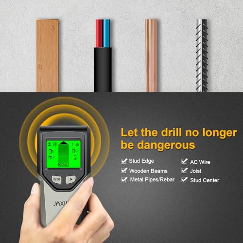 Stud Finder Wall Scanner - 5 in 1 Stud Finder Tool w/Smart Chip and HD LCD Display, Stud Detector Beam Finders for the Center and Edge of Wood AC Wire Metal Studs Joist Pipe (Grayish) - color: Grayish