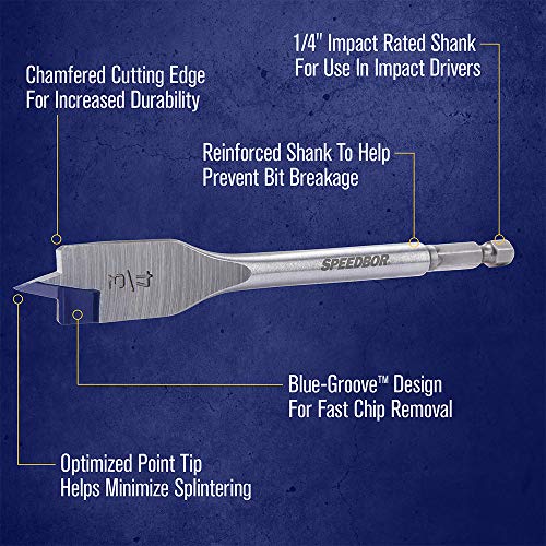 Irwin Tools IRWIN SPEEDBOR Spade Wood Drill Bit 11/16" X 6" (88811) - style: 11/16-Inch Bit