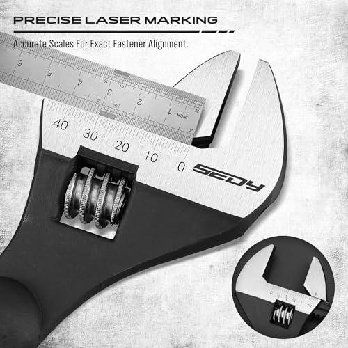 3-Piece Adjustable Spud Wrench Set, 10-inch, 12-inch, 16-inch, SAE and Metric Scale Marked, CR-V Steel with Black Oxide Finish (Pack of 2) - size: 3 CS Industrial Spud Set (10",12",16") (Pack of 2)