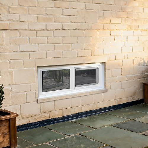 Vinyl Basement Window, Bathroom Sliding Window 24" x 12" White | Double Pane Insulated Tempered Glass and Fiberglass Screen for Basement, Bathroom, Shed - size: 24x12 IN