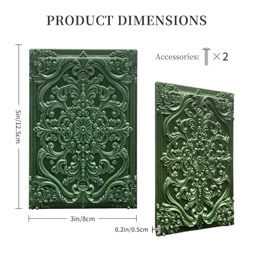 Decorative Light Switch Plate Covers Green Flower Elegant 3D Floral Embossed 1 Gang No Device Single Blank Outlet Covers Wall Plate Light Switch Cover Plate for Bedroom Home Decor - color: Green, size: No Blank 1-Gang/ 5 x 3 IN