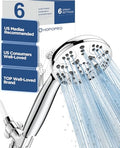 6-Mode High Pressure Handheld Shower Head Set, Consumer Reports Recommended HOPOPRO High Flow Hand Held Showerhead with 59 Inch Hose Bracket Teflon Tape Rubber Washers - color: Luxury Chrome, style: 6 Modes