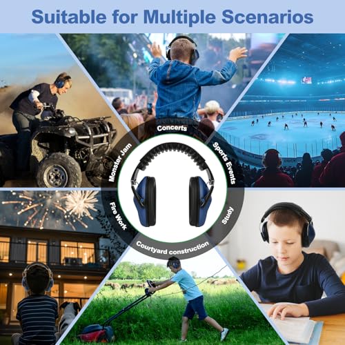 Floriogra Noise Cancelling Headphones for Kids/Toddler 28dB SNR Ear Muffs - color: Dark Blue
