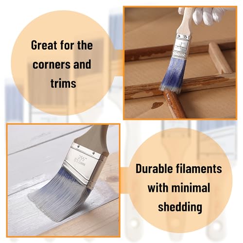 Bates Angle Paint Brushes, 2-Inch, 12 Pack, Treated Wood Handle, Stain & Wall Brushes for Painting Furniture & Walls - color: Wood Handle Angle, size: 12 Pack, 2"