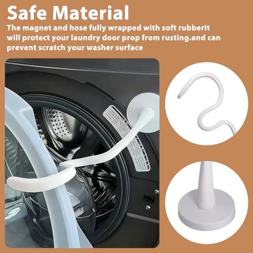 Magnetic Washer Door Stopper & Holder Strong Flexible Prop to Keep Front Load Washer/Dryer Door Open Fits LG Samsung Laundry Accessories (White) - color: White