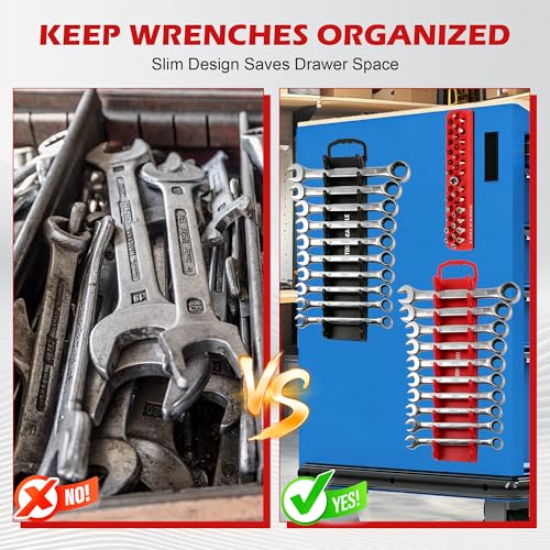 TOOLEAGUE 2Pcs Magnetic Wrench Organizer Set & 1/4" Hex Bit Organizer