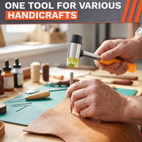 Small Orange Rubber Mallet Hammer 25mm, Double Faced Non Marring Head - color: Orange