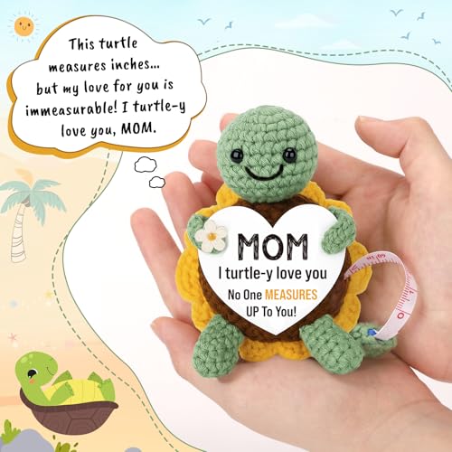 Xinezaa Gifts for Mom, Cute Crochet Turtle 60 in Retractable Tape Measure - style: mom