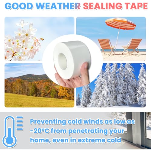 White Window Weather Sealing Tape,Window Draft Isolation Sealing Film Tape, AC Seal Air Conditioner Sealing Tape No Residue, Keep Out Cold Air Dust Rain, Waterproof (3inch*65.5ft) - color: White, size: 3 Inch x 65.5 FT