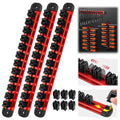 3-Piece Magnetic Screwdriver Organizer and Wrench Organizer, 42-Slot Screwdriver and Wrench Holder, Magnetic Aluminum Rail Tool Organizer for Tool Box Drawer Wall-Mount Storage,Red(Tools not Included) - style: 3-Pack Red (42-Slot) Pro Set