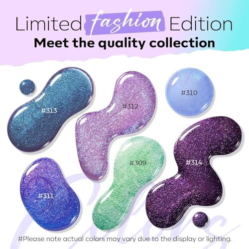 modelones Quick Dry Nail Polish Set, 6 Colors Holographic Aurora Shimmer - color: A0 Aurora Galaxy