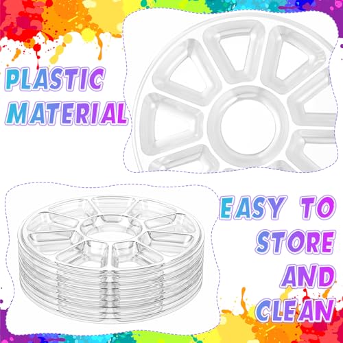 100 Pcs Large Clear Paint Tray Palette Disposable Watercolor Palette Acrylic Paint Pallet Color Mixing Tray for Painting Party Oil Watercolor Craft Supplies DIY (Round Petals) - style: Round Petals