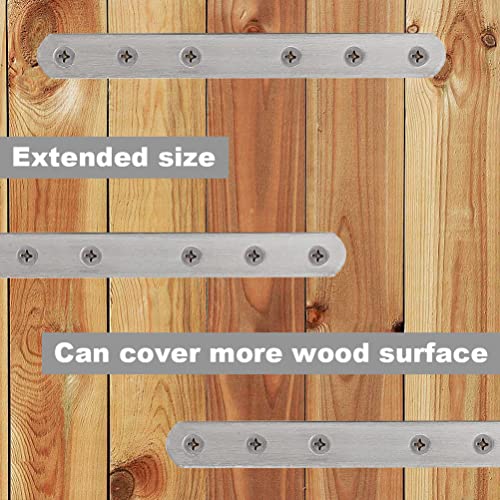 4 Pcs Straight Brackets 8 Inch Flat Brace Stainless Steel Straight Mending Plates for Wood, Heavy Duty Repair Fixing Joining Brackets with Screws - size: 4 PCS-8 inch