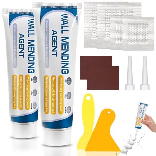 2 Pack Drywall Repair Kit, White Wall Mending Agent for Nail Holes, 100gx2