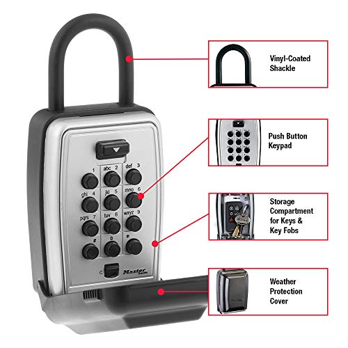 Master Lock Push Button Key Lock Box, Indoor Outdoor for 5 Keys 5422EC - size: 3-1/2 In. H. x 2-1/4 In. W. x 1 In. D., style: 1 Pack