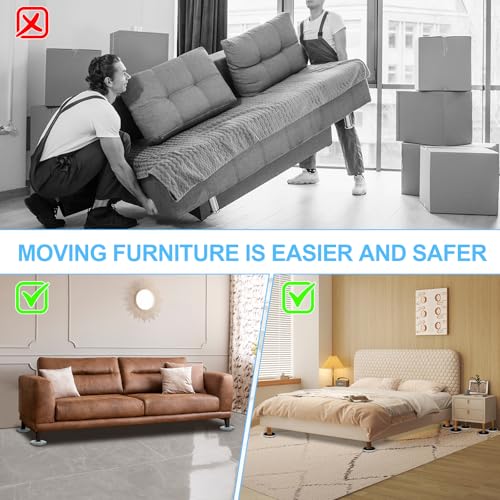 New Upgrade Furniture Sliders - Multi-Surface 3-in-1 Movers Sliders - size: 4.3in Round 8+4+1Pack