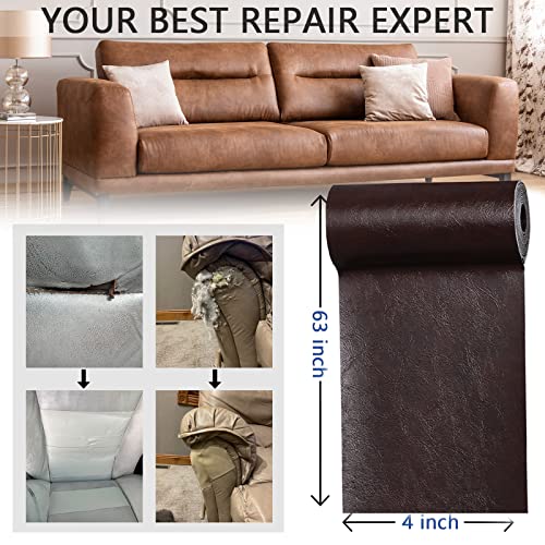 Self Adhesive Leather Repair Patch, Leather Repair Tape Kit Glossy Coffee - color: Glossy Coffee, size: 4" x 63"