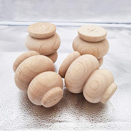 Wood Furniture Legs 4 Inch Sofa Couch Chair Ottoman Loveseat Cabinet Legs Replacement Feet Unfinished Bun Foot Pack of 4