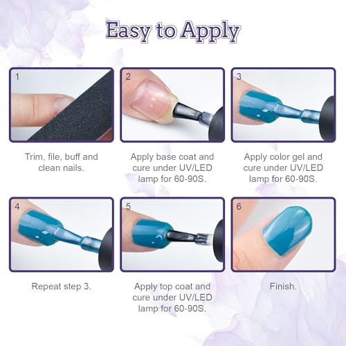 JODSONE 20 Colors Gel Nail Polish Kit with U V Light Base Top Matte Coat High Shine Vibrant Nail Gel Equipped with Manicure Tools - color: KIT-15