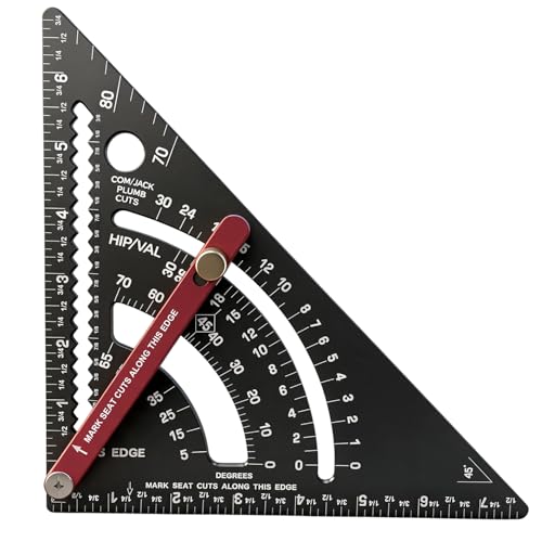 Carpenter Square 7 Inch – Adjustable Rafter Square with Laser-Engraved Scales, Aluminum Alloy Combination Framing Square for Woodworking, Angle Measurement, Saw Guide & DIY Projects