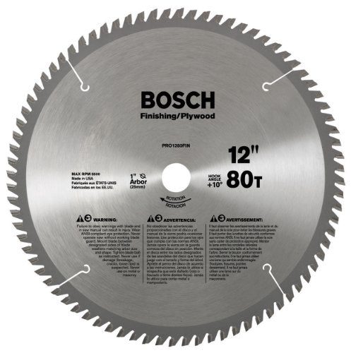Bosch PRO1280FINB 12 In. 80 Tooth Plywood and Finishing Circular Saw Blade - size: 12" Diameter, style: 80 Teeth