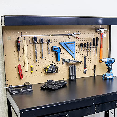 Hiltex 53108 100 Piece Metal Peg Board Hooks and Accessories Set, Pegboard Hooks Assortment, Bins & Hooks for Crafts, Organizer for Garage, Peg Board Tool Utility Hook, 1/4 Pegboard Hooks Accessories - style: 100 Piece: Hooks, Basket, and Tray