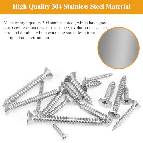 545 Pieces #4#6#8#10#12 Wood Screws Set, Phillips Countersunk Head #4#6#8#10#12 Self-Tapping Screws Assortment Kit, 304 Stainless Steel - size: Wood Screws Kit (#4#6#8#10#12), style: Phillips Countersunk Head
