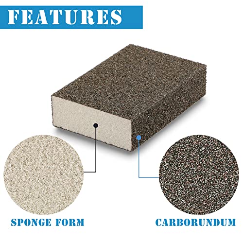 8Pcs 36 Grit Sanding Blocks, Jamiikury Coarse Sanding Sponge Washable and Reusable, Wet Dry Sandpaper Sponge for Wood Metal FurniturePaint and Drywall - size: 36 Grits