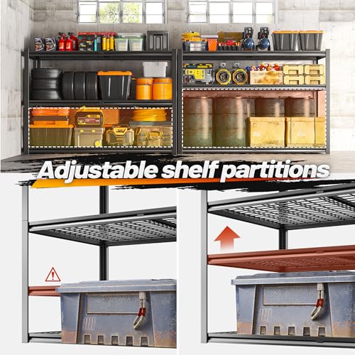 REIBII Heavy Duty Garage Shelving,6 Tier Storage Shelves for Shop - size: 6-Tier,55" W x 26" D x 84" H