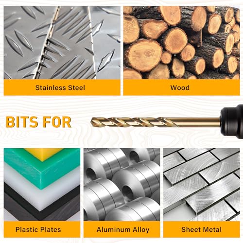 3/16 Inch Cobalt Drill Bits, 13 Pack of M35 HSS, 135 Degree Tip, Jobber Length Twist Drill Bit Set for Hard Metal, Stainless Steel, Cast Iron, Wood and Plastic, with Storage Case - style: 3/16-13pcs