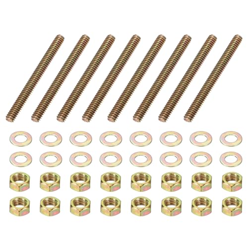 PATIKIL 1/4" x 2-1/2" Color Zinc Fully All Thread Rod, 8 Pcs Carbon Steel Long Threaded Screw Stud Bolts for Furniture Garden Mounting Assembly Fastening - size: 1/4" x 2-1/2"