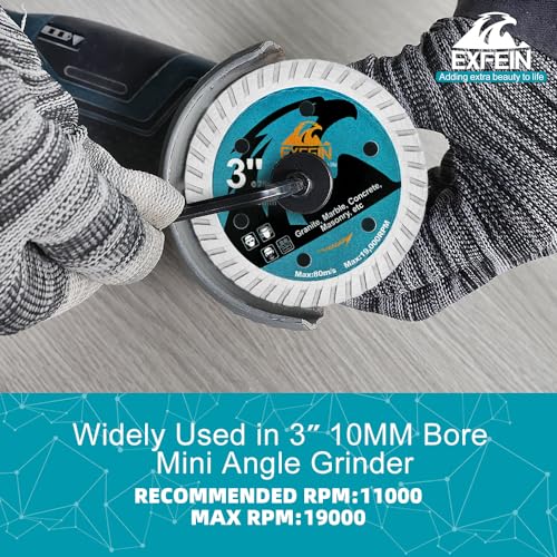 Diamond Blades 3" x 3/8" 4pcs for Granite Marble Hard Artificial Stone Natural Stones, 3 Inch Cutting Discs Diameter 75mm Arbor 10mm - size: Turbo(for granite)