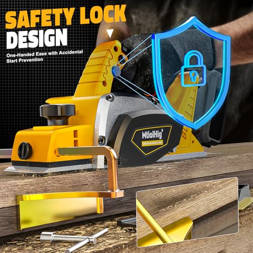 MtiolHig Cordless Planer Compatible with DeWalt 20V Battery,Tool Only - color: Yellow