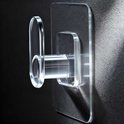 DELITON Clear Cute Storage Hooks, 10 Packs, Adhesion - Stick on Wall for Bathroom Towel&Hanging Robe, Coat - color: Transparent-10