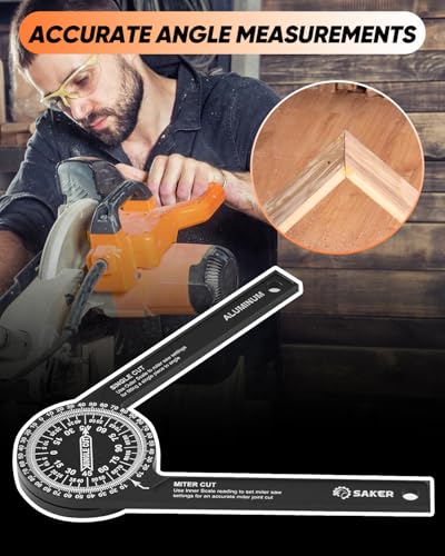 Saker Miter Saw Protractor 7-Inch Aluminum Protractor Angle Finder Black - style: 1 Pack