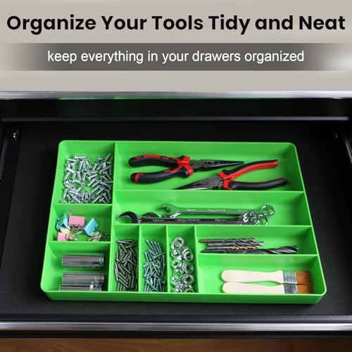 10-Compartments Tool Box Organizer Tray (1, Green) - color: Green