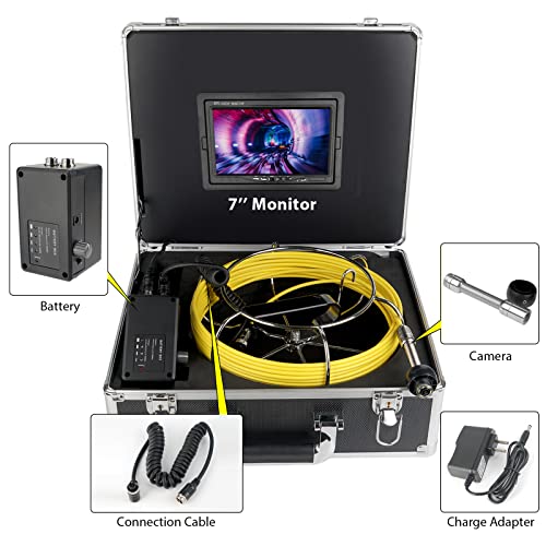 Generic 7 Inches Monitor 100ft/30m with Distance Mark Plumbing Snake Pipe Inspection Video Camera,DVR Recorder Waterproof IP68 Drain Sewer Pipeline Industrial Endoscope System…