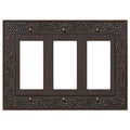 Amerelle 43RRRVB English Garden Wallplate, 3 Rocker, Cast Metal, Aged Bronze, 1-Pack - color: Aged Bronze, size: 3 Rocker