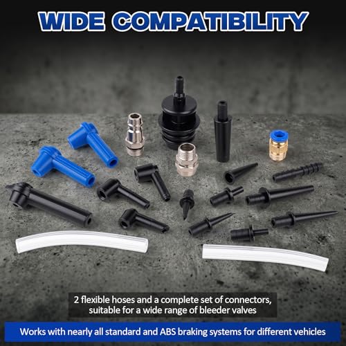 Pneumatic Brake Bleeding Tool 3L Suction Can 1L Bottle 22 Fittings
