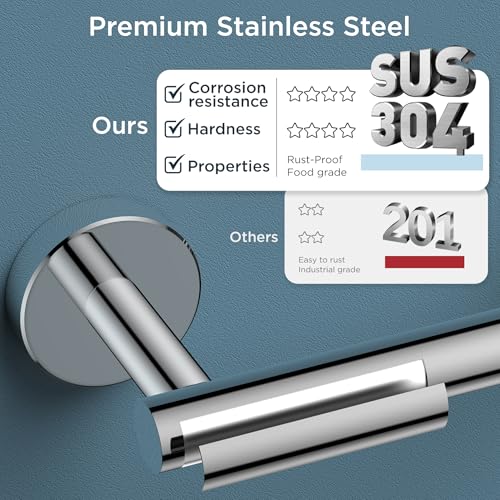 FORIOUS Bathroom Accessories, 4-Piece Bathroom Hardware Set - 24" Towel Bar - color: Chrome
