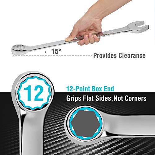 DURATECH Long Pattern Combination Wrench Set, Metric, 5-Piece, 23-30mm - size: Metric(23 to 30mm)