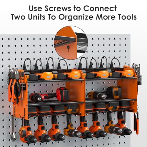 CCCEI Wall Mount Modular Tool Charging Organizer, Orange, 1 Pack, 3 Tier. - color: Orange