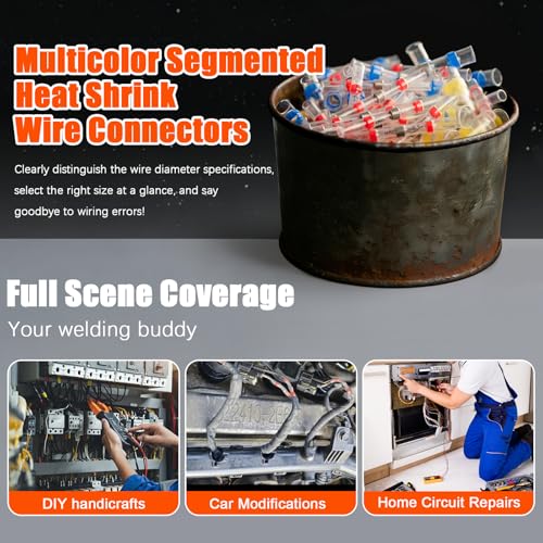 120PCS Solder Seal Wire Connectors Heat Shrink Butt Connectors Kit