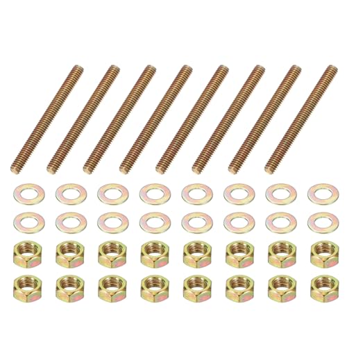 PATIKIL 5/16" x 3-1/4" Color Zinc Fully All Thread Rod, 8 Pcs Carbon Steel Long Threaded Screw Stud Bolts for Furniture Garden Mounting Assembly Fastening - size: 5/16" x 3-1/4"