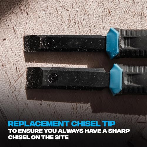 OX Pro 1" Replaceable Tip Wood Chisel with Sheath - Full Tang, Extra Tips | Holster Mounts to Tool Belt & Molle Systems, Reinforced Striking Cap Resists Bending, Slim Ergonomic Grip, Precise Control