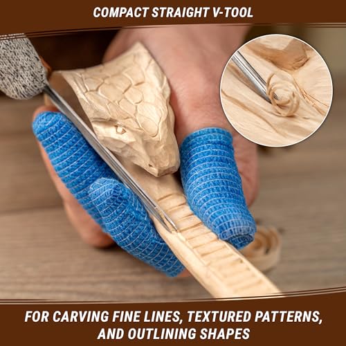 BeaverCraft Wood Carving Chisels, V Gouge - Whittling Hand Chisel K12/02 - Compact Gouges, Wood Carving Tools for Beginners and Professionals