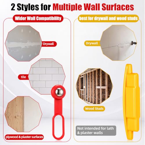Konohan 2 Pcs Magnetic Stud Finder No Battery Required Heavy Duty Magnet Wall Scanner Portable Stud Locator Tool for Drywall Nails Screws Behind Walls for Home Improvement Mounting Projects