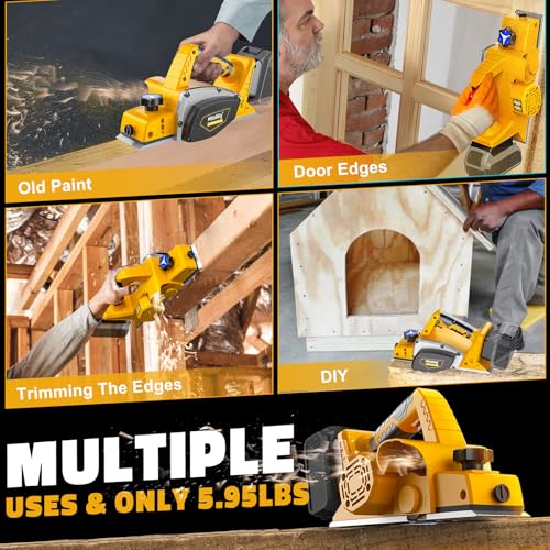 MtiolHig Cordless Planer Compatible with DeWalt 20V Battery,Tool Only - color: Yellow