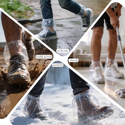20 Pcs Individually Packaged Rain Shoe Covers, Clear Disposable Plastic Shoe Covers for Rain for Adults, Portable & Wear-Resistant for Rain Snow Disney (Adults, M 20Pcs) - size: Adults M 20Pcs